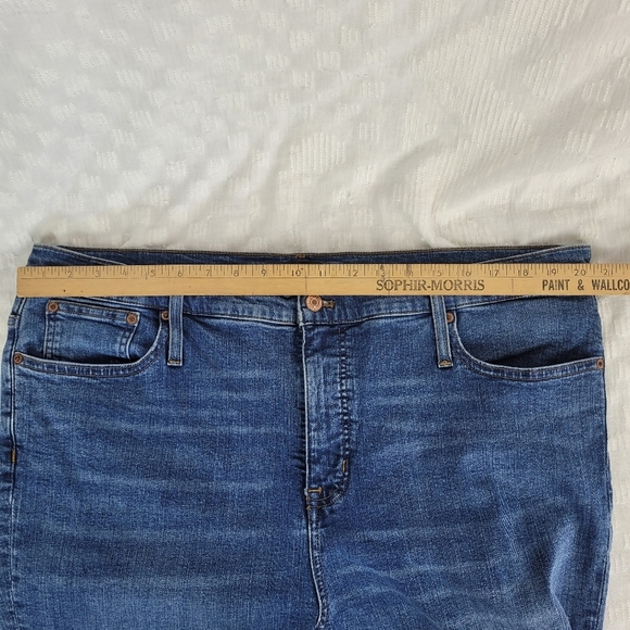 J Crew Mercantile high-rise medium wash cropped jeans raw hem size 35 boho 2X - Picture 4 of 10